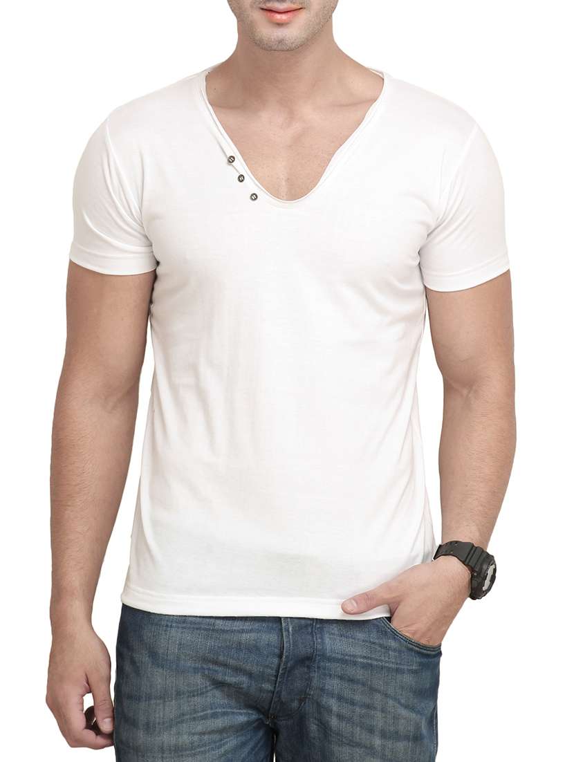 white solid cotton t-shirt