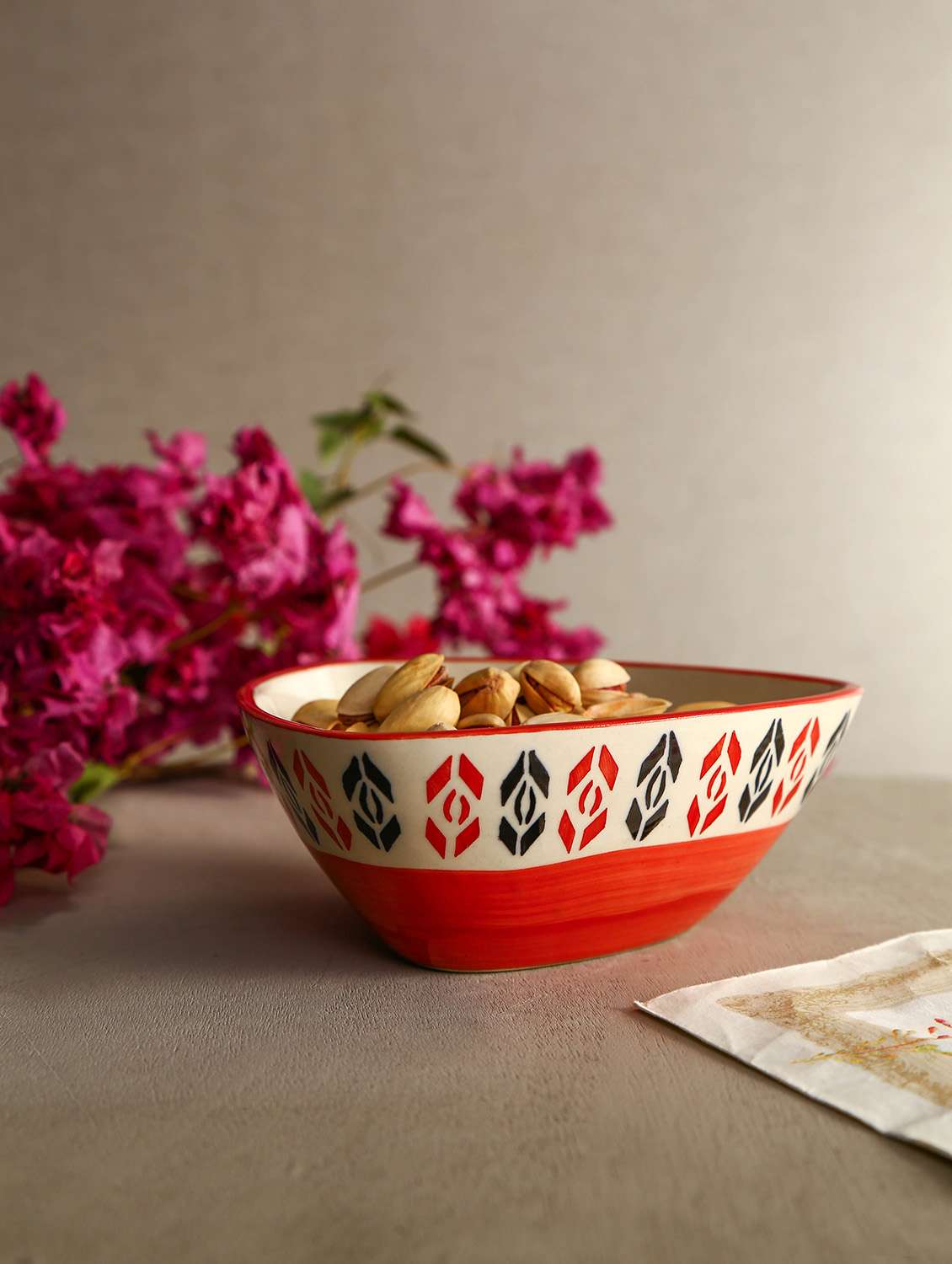 handpainted set of 2 ceramic snack bowls