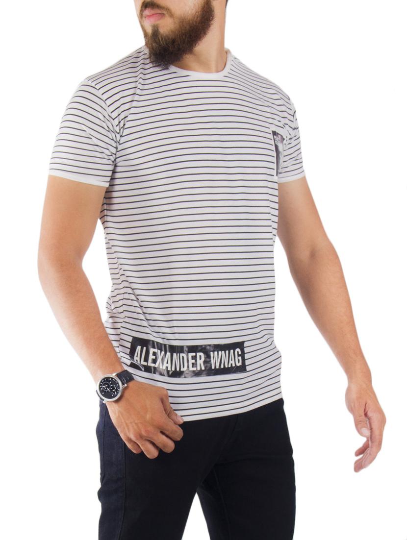 men striped all over print short sleeve t-shirt - 13375095 - Standard Image - 1