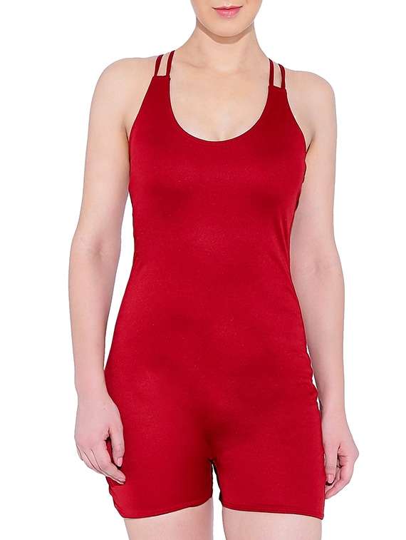 red silk blend functional swimsuit