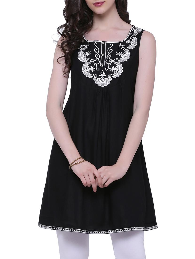 black viscose regular tunic