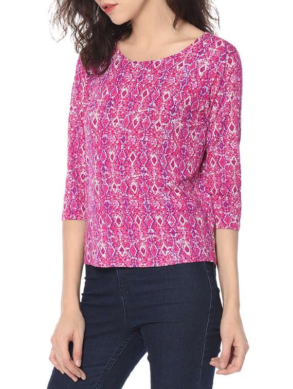 women's all over print round neck t-shirt - 13394115 - Standard Image - 1