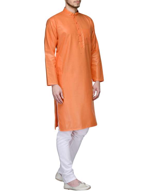 orange cotton kurta pyjama set - 13394894 - Standard Image - 1