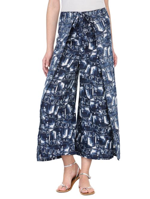 blue crepe palazzos - 13397013 -  Standard Image - 0