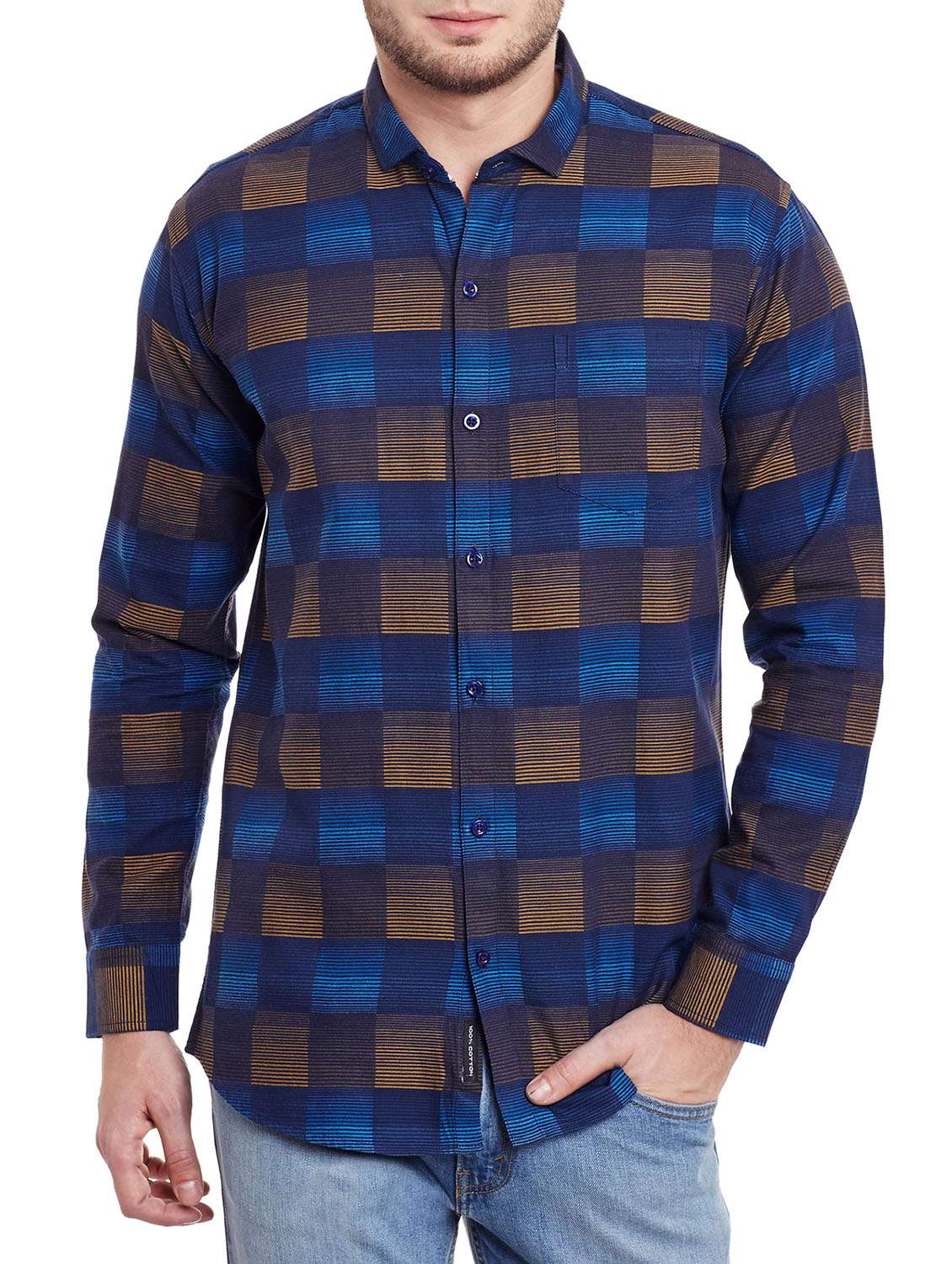 blue cotton casual shirt