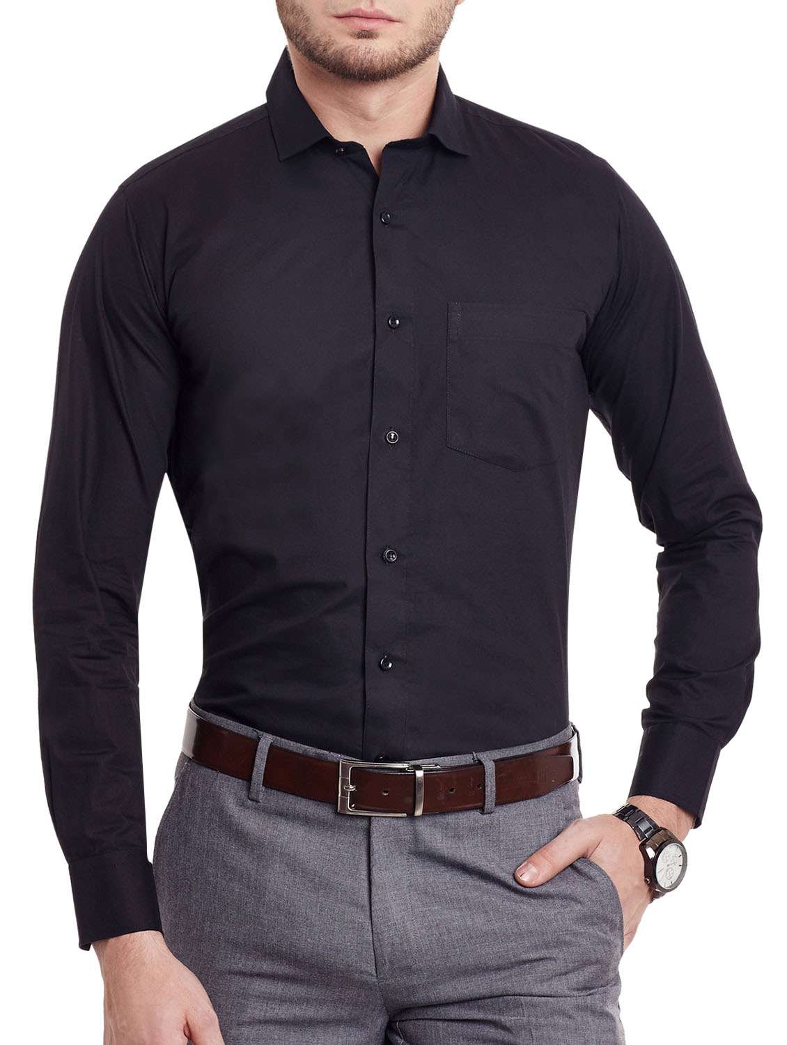 black cotton formal shirt