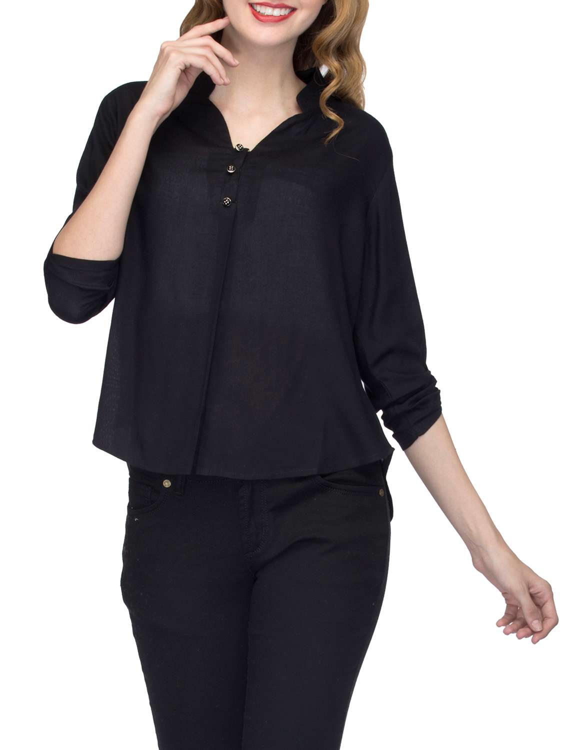 solid black rayon top