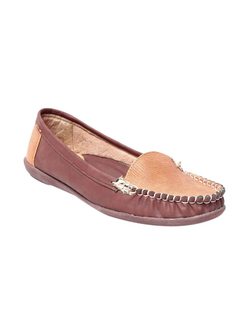 brown faux leather slip on loafers