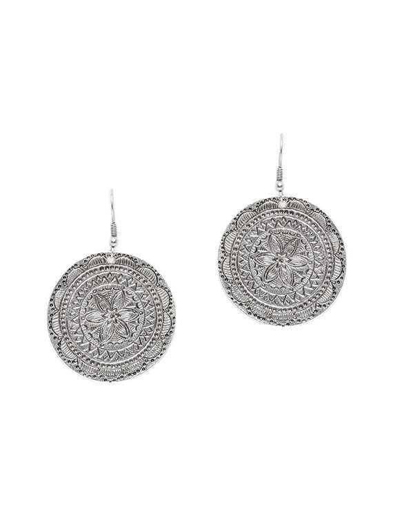 oxidised silver plated classic round earrings
