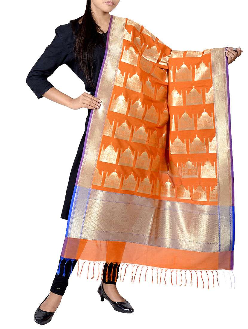 orange silk dupatta
