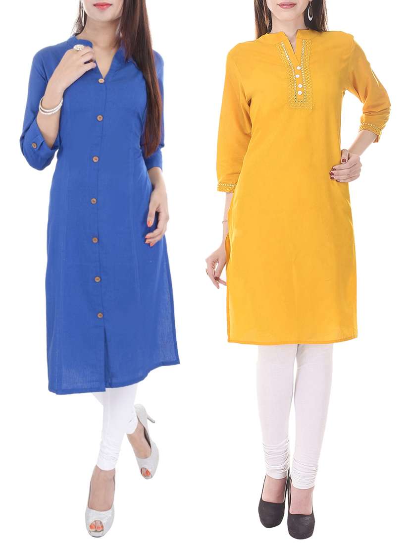 multi colored cotton combos kurta