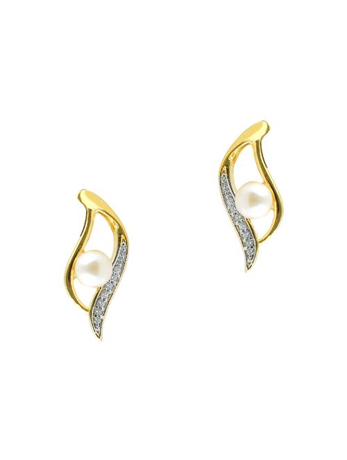 gold brass studs earring - 13429810 - Standard Image - 0
