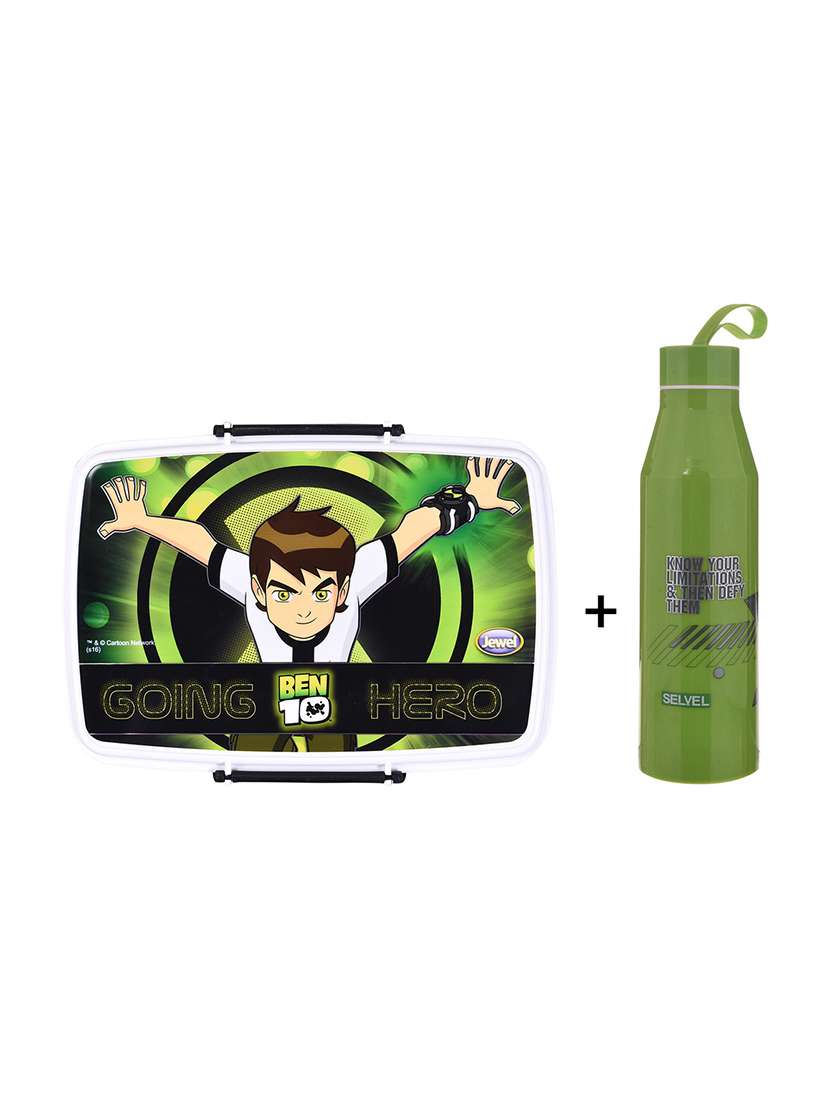 truenow ventures pvt. ltd. printed combo water bottle and  lunch box with   2 bowls & 1 spoon