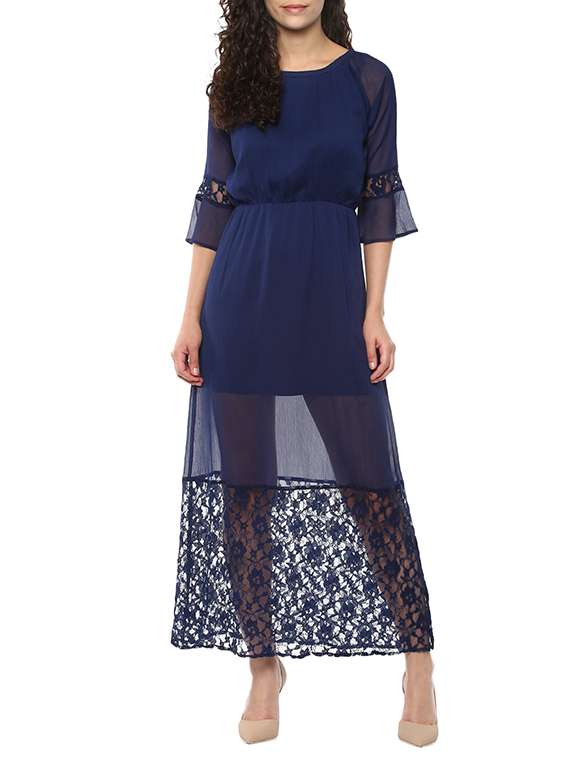 solid blue  maxi dress