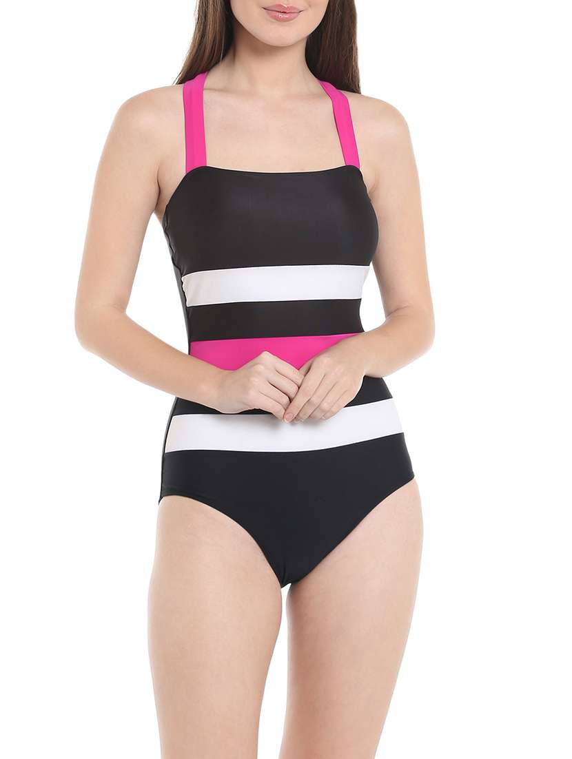 multi colored square neck monokini