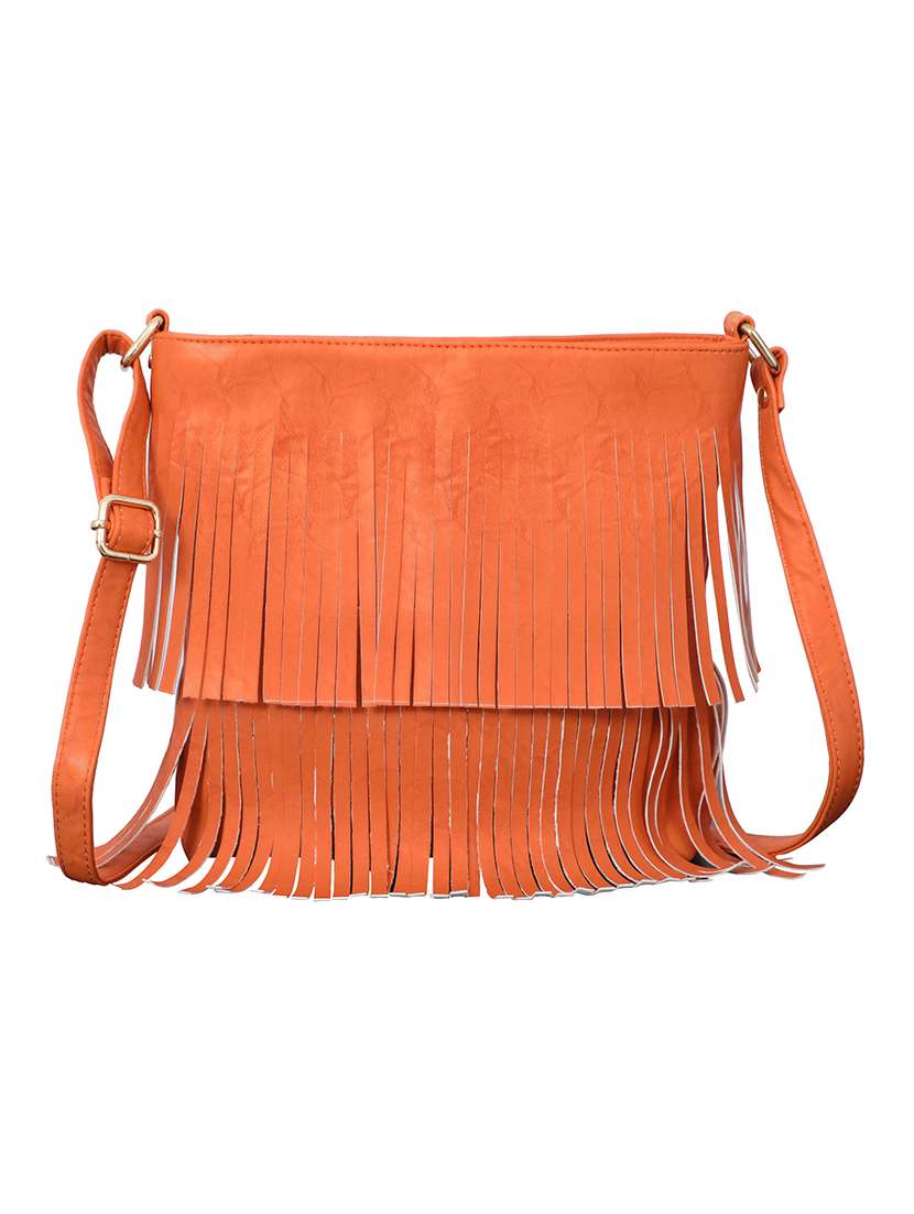 orange leatherette  sling bag