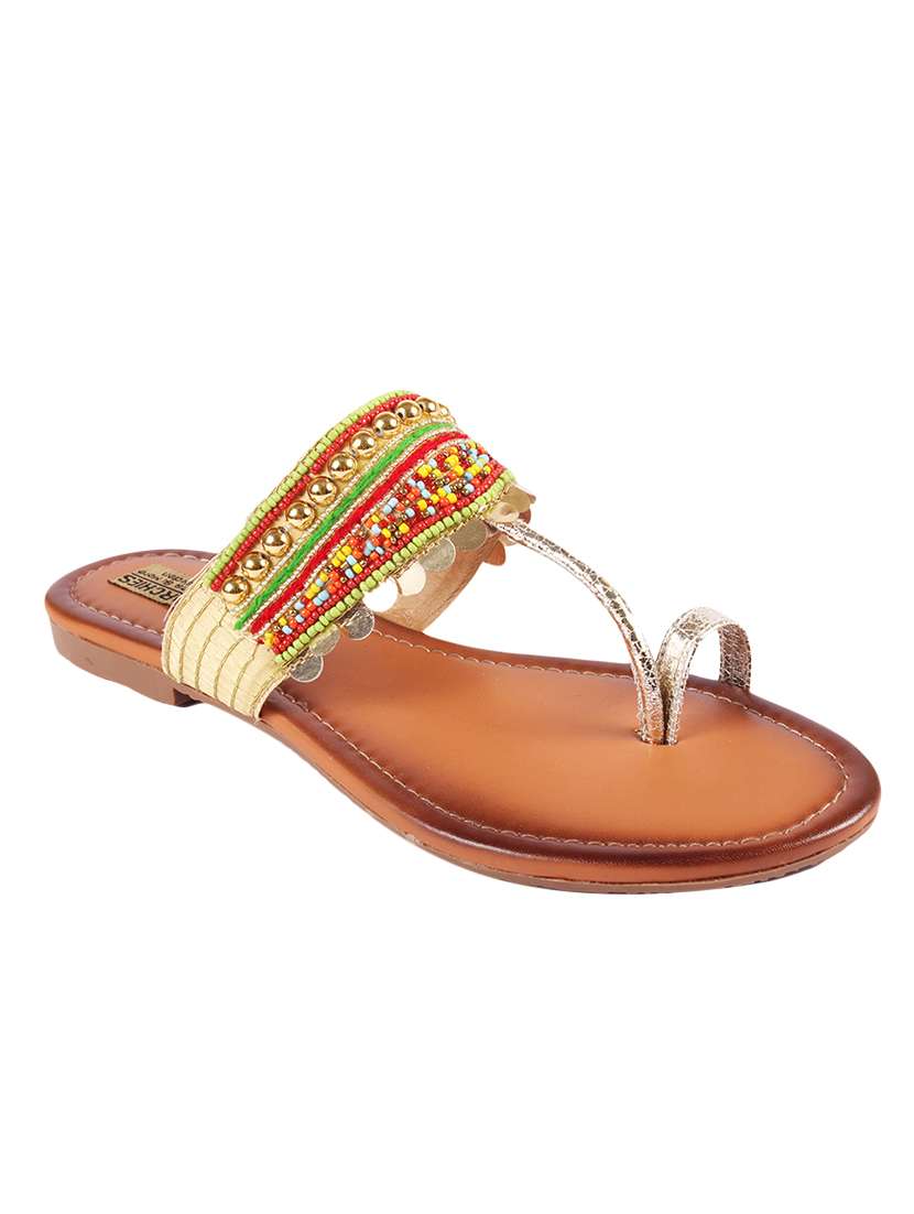 multi colored faux leather kolhapuris