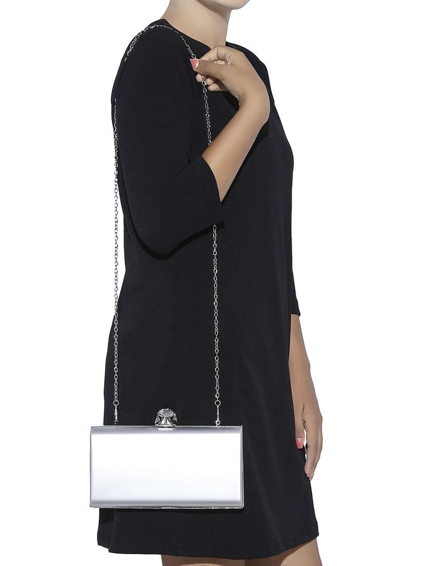 silver metal clutch - 13454990 -  Standard Image - 4