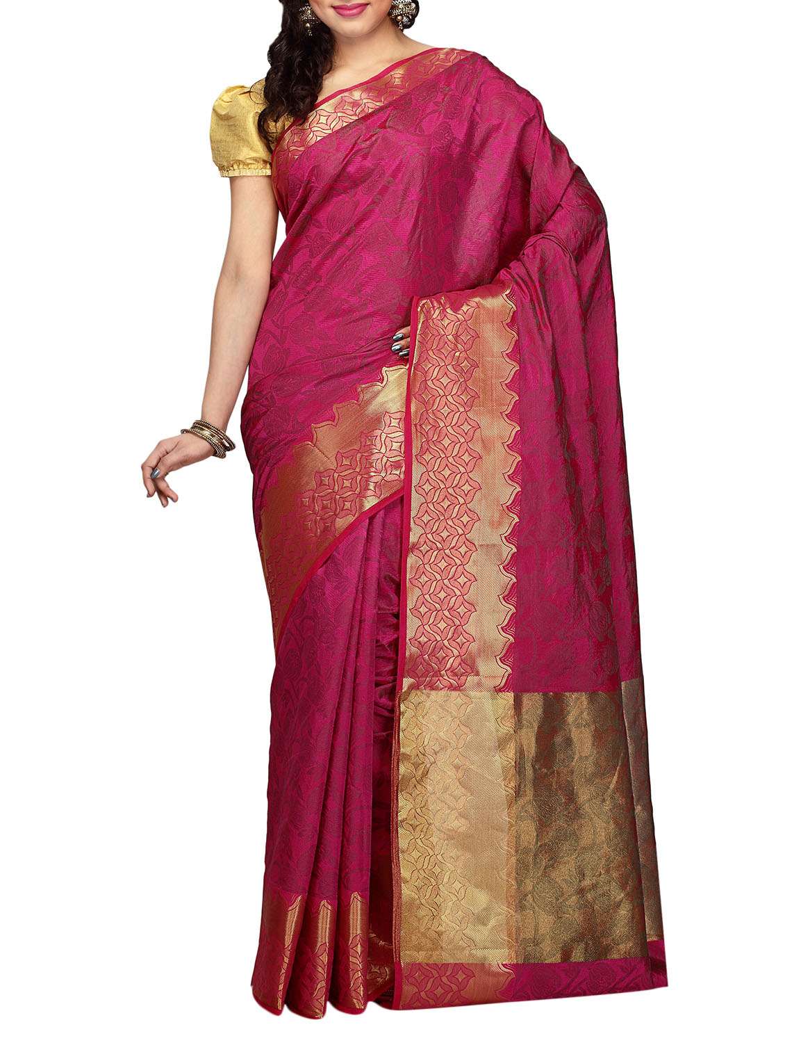 magenta silk saree with blouse