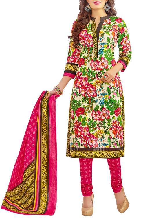 multi colored cotton printed unstitched suit