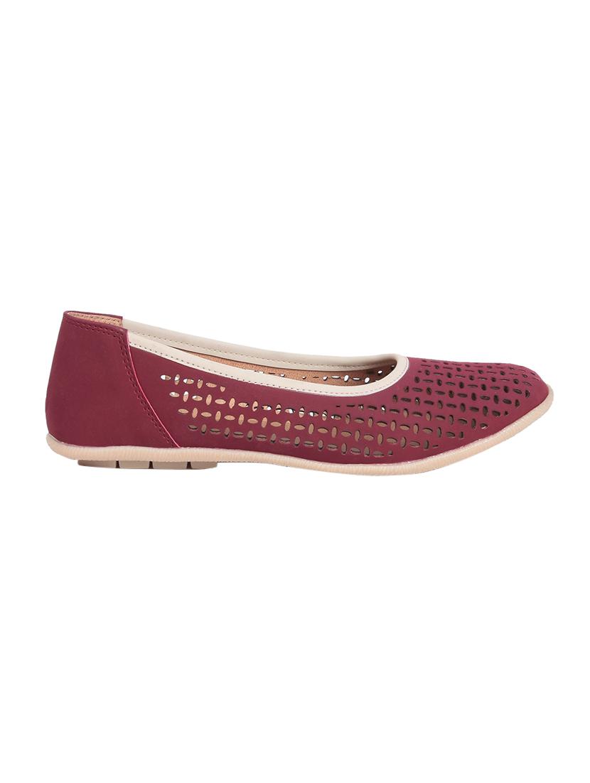 maroon faux leather slip on ballerina - 13463968 - Standard Image - 1
