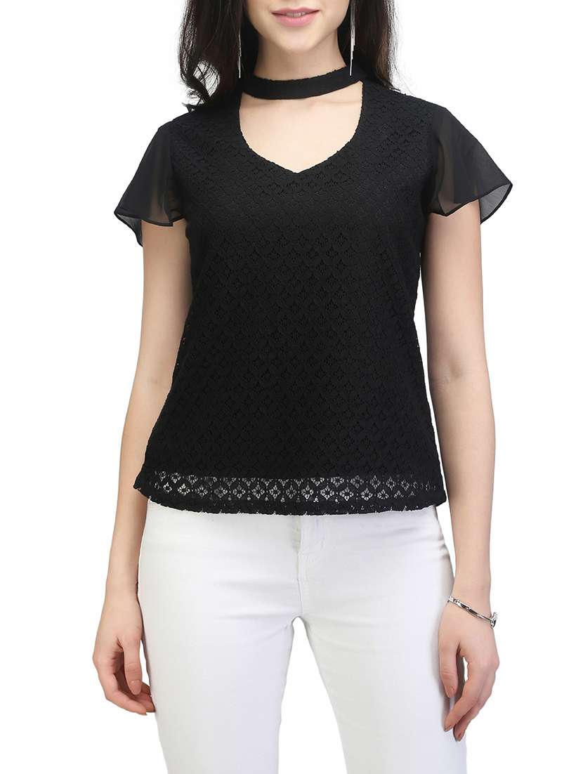choker neck laced top