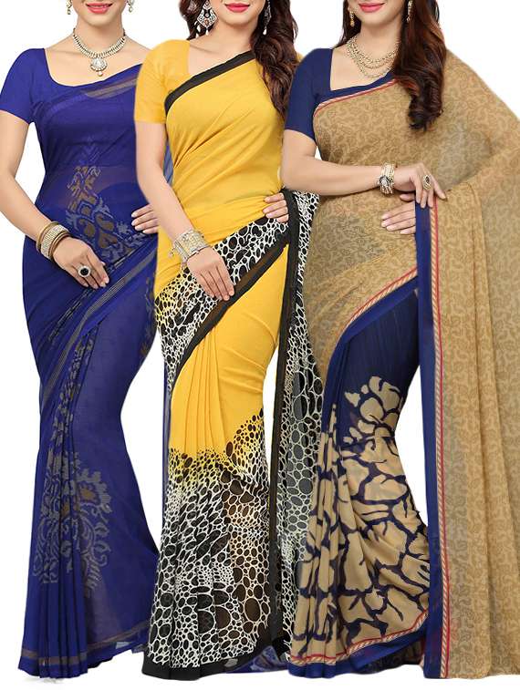 multi colored combos saree(set of 3)