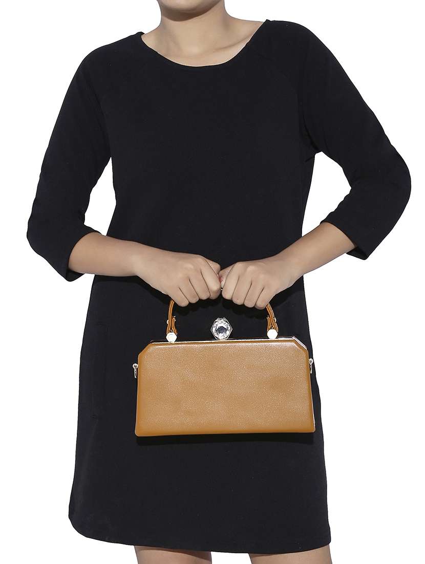brown leatherette (pu) handbag - 13464684 -  Standard Image - 4