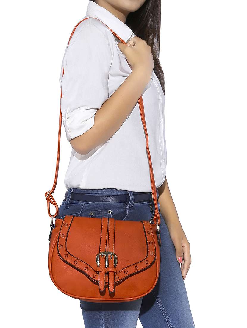 orange leatherette sling bag - 13464685 - Standard Image - 4
