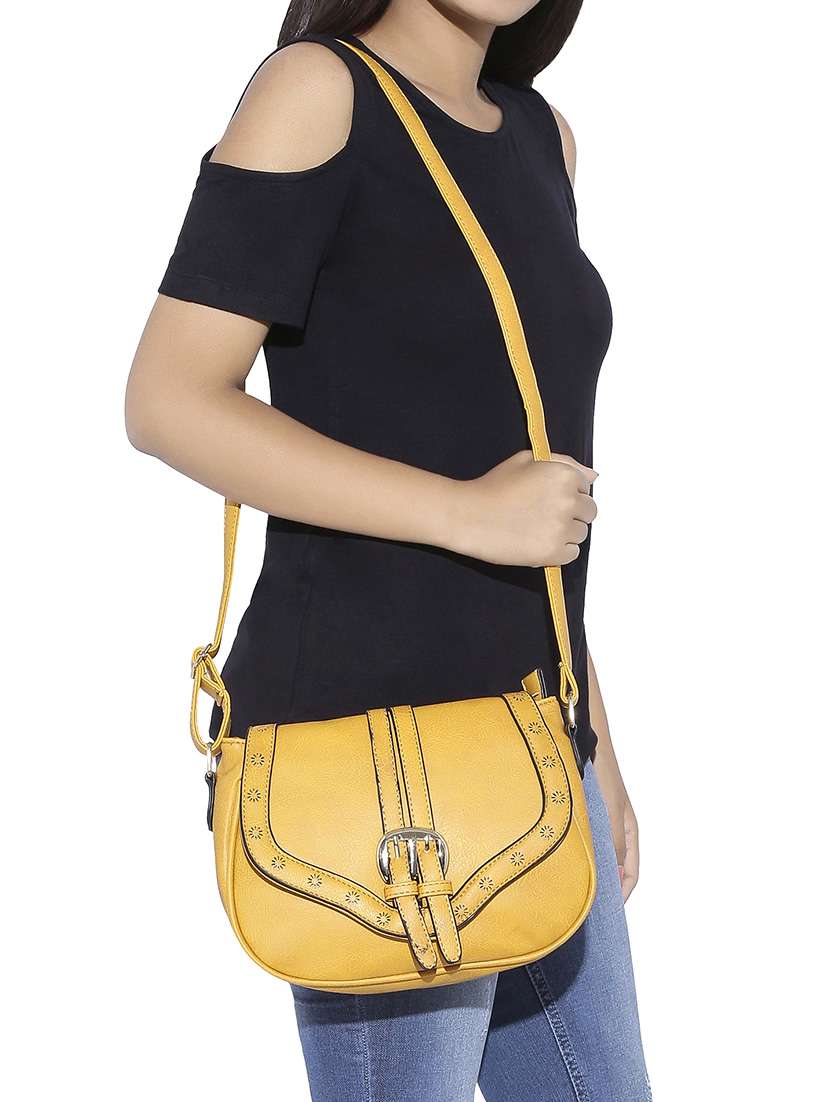 yellow leatherette sling bag - 13464689 - Standard Image - 4