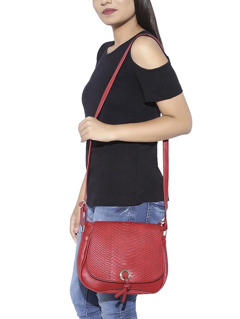 red leatherette sling bag - 13464690 - Standard Image - 4