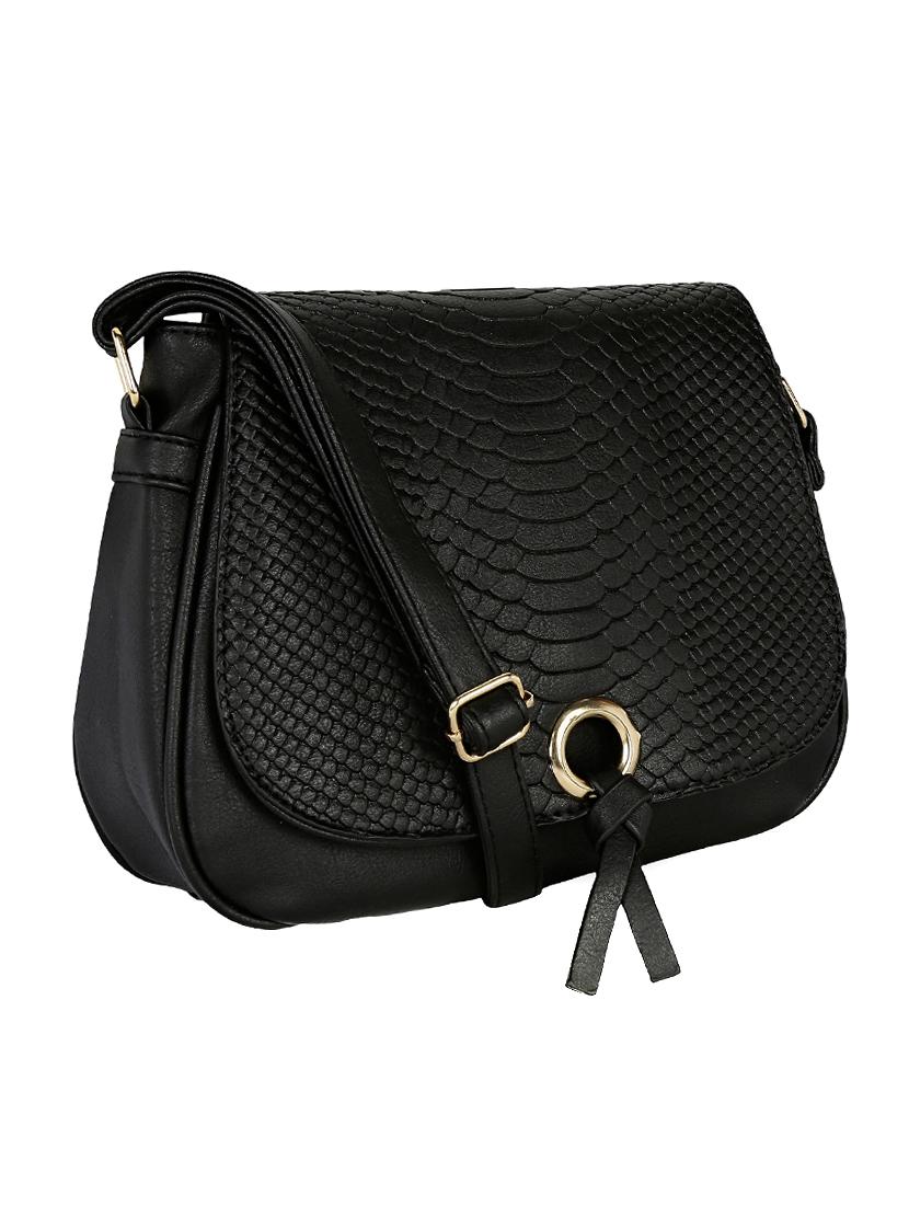 black leatherette sling bag - 13464691 - Standard Image - 4