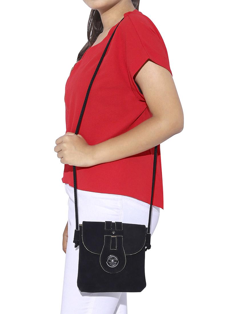 black leatherette sling bag - 13464701 - Standard Image - 4