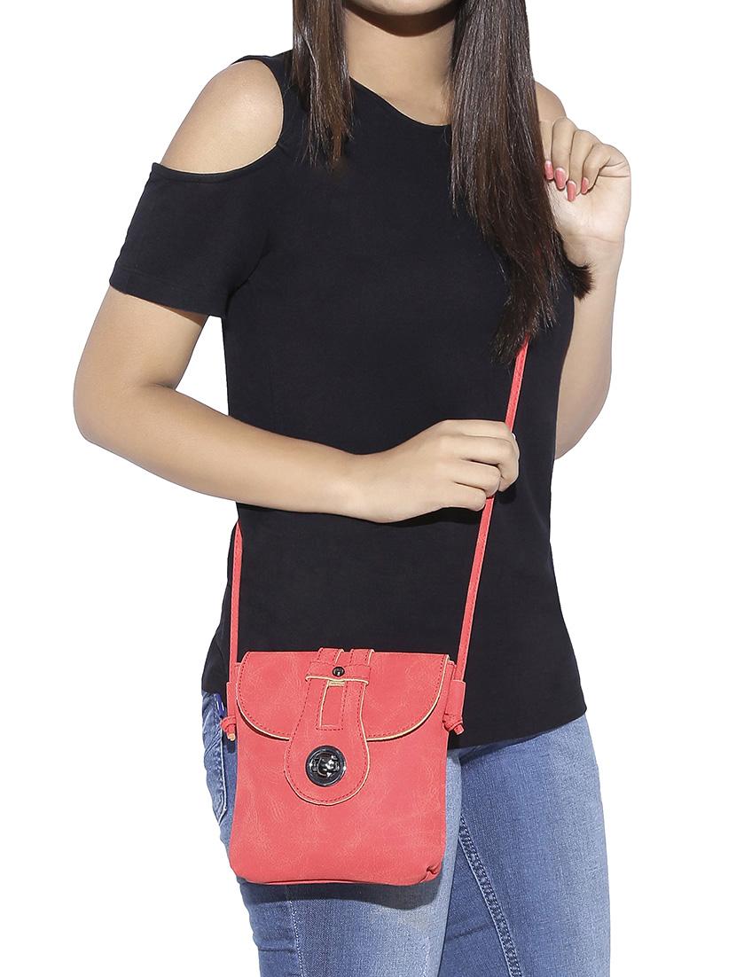 red leatherette sling bag - 13464703 - Standard Image - 4
