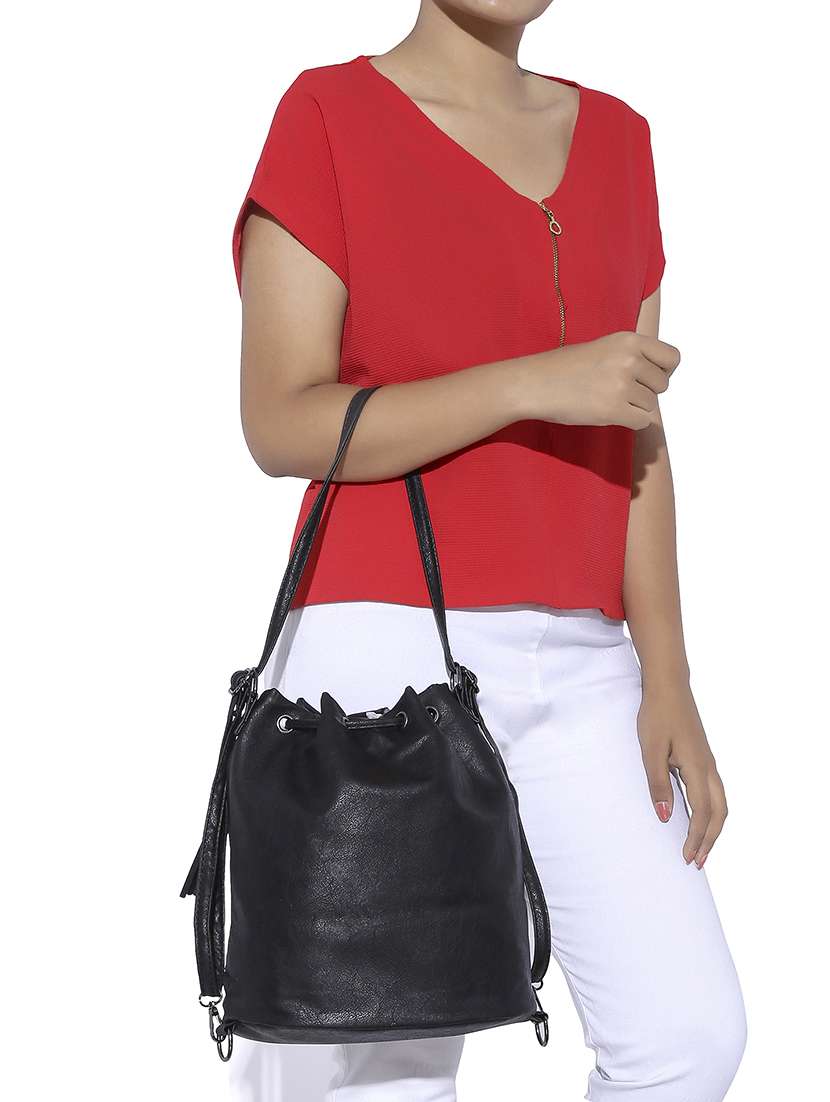 black leatherette sling bag - 13464705 -  Standard Image - 4
