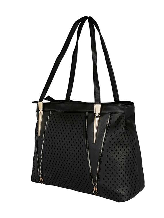black leatherette handbag - 13465901 -  Standard Image - 4