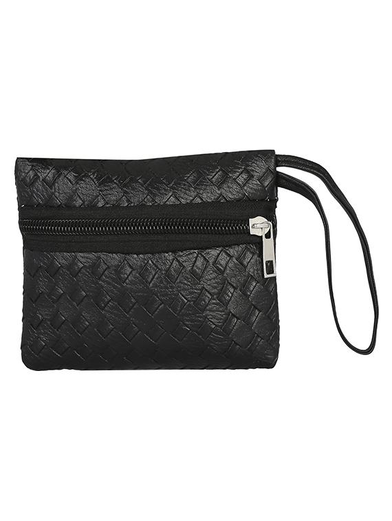 black leatherette weaved handbag - 13465903 - Standard Image - 4