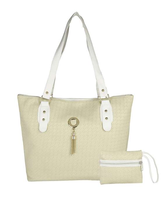 cream leatherette handbag
