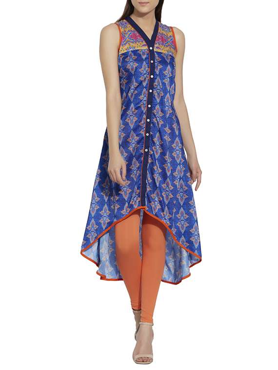 blue high low kurta