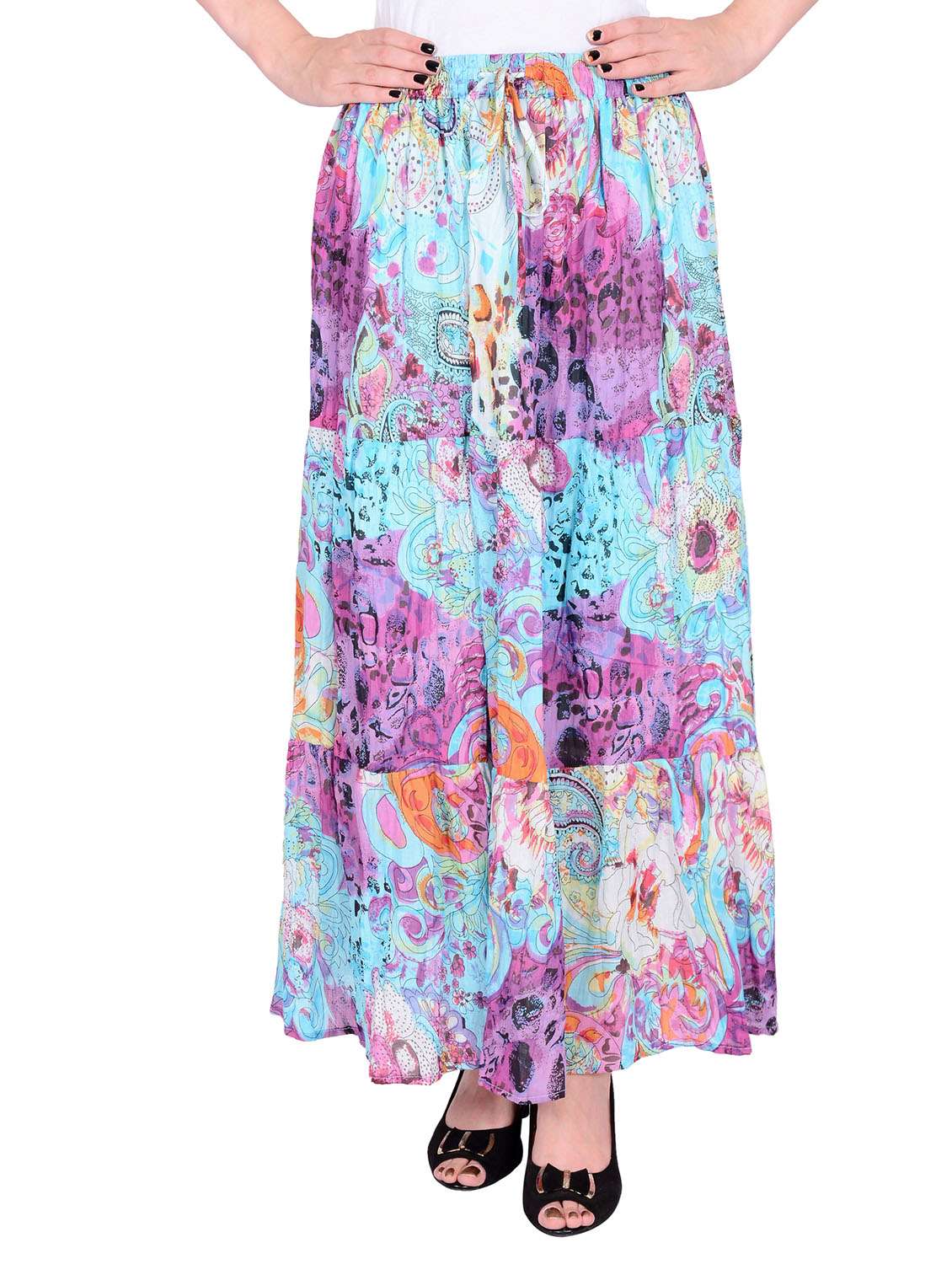 multicolored cotton printed skirt