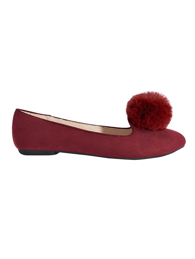maroon leatherette slip on ballerina - 13550579 - Standard Image - 1