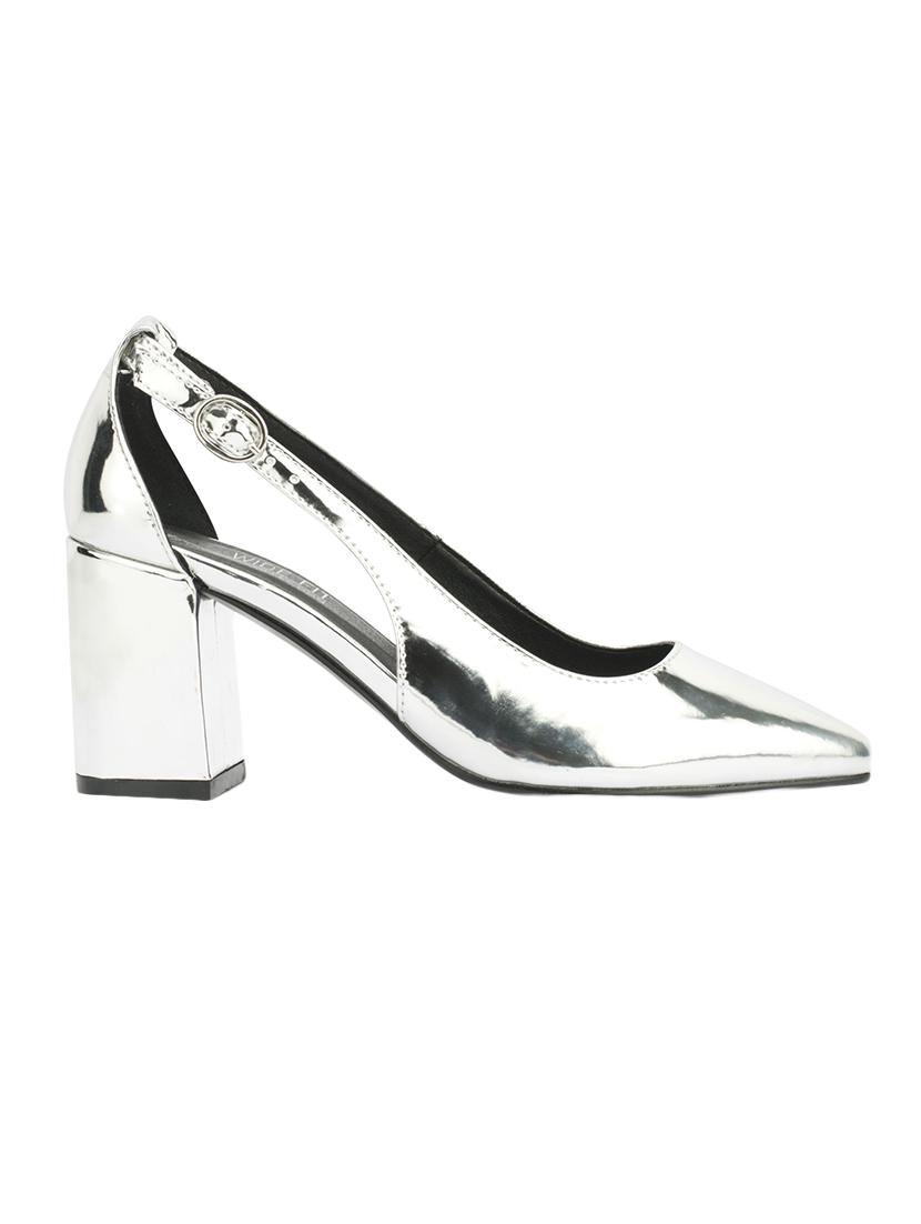 silver leatherette back strap sandals - 13550820 - Standard Image - 1