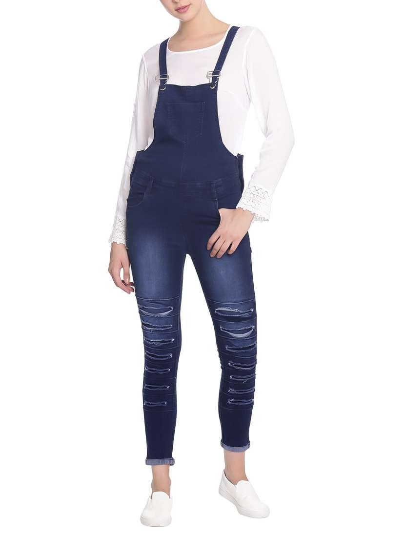 stone washed distressed dungaree