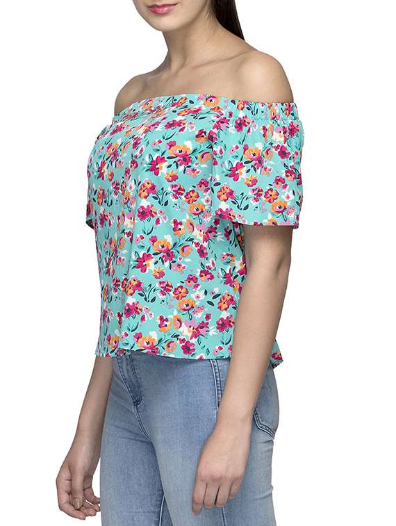 blue floral printed regular top - 13600003 -  Standard Image - 1