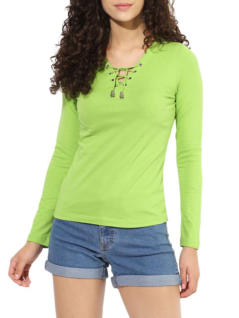 eyelet detail lace-up top
