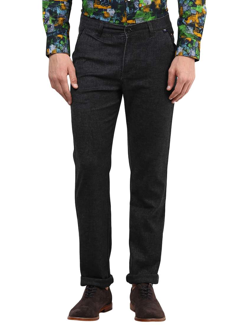 black cotton chinos casual trousers