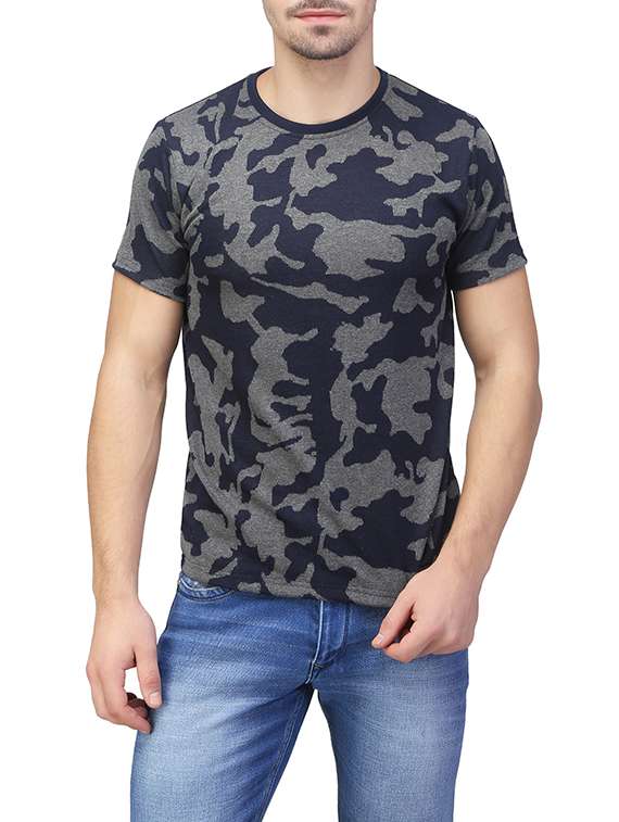 grey camouflage cotton t-shirt