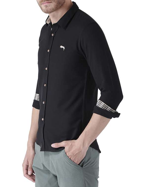 black cotton casual shirt - 13650111 - Standard Image - 1