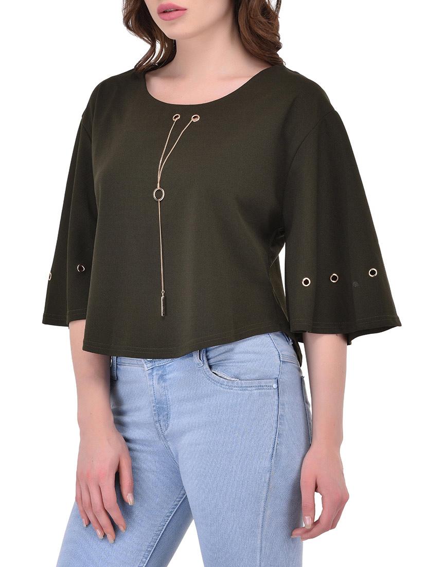 olive viscose crop top - 13651092 - Standard Image - 1