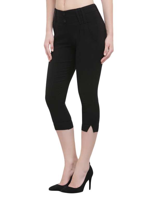 black cotton capri - 13656886 -  Standard Image - 1